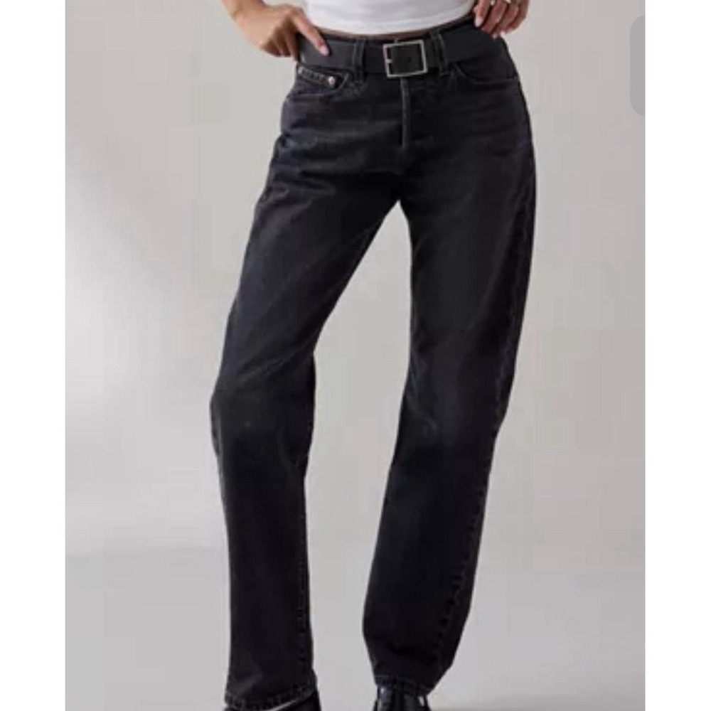 BDG Urban Outfitters 24 X 28 Black Wash Denim Wide‎ Straight Jeans Mid Rise